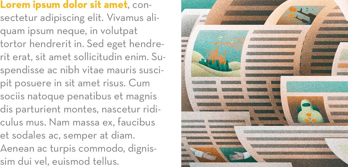 editorial美國報社VI設計形象之插畫設計  報刊實拍展示