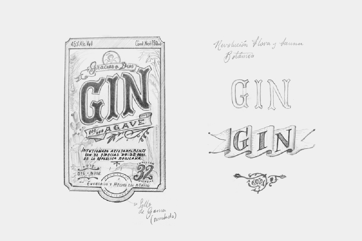 深圳品牌設計  深圳品牌策劃  Gracias a Dios杜松子酒VI形象設計  素描設計