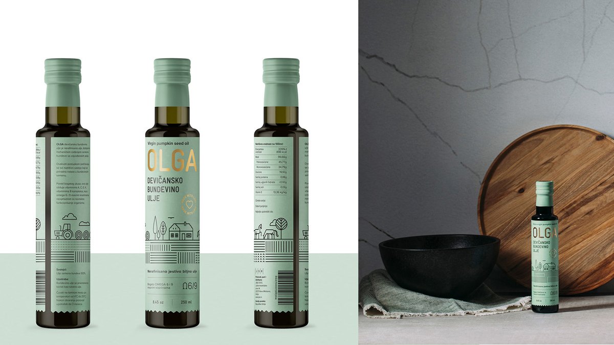 （餐飲）OLGA南瓜籽油品牌包裝vi設(shè)計欣賞，vi設(shè)計，包裝vi設(shè)計，餐飲品牌vi設(shè)計，餐飲vi設(shè)計，品牌包裝vi設(shè)計，品牌vi設(shè)計，vi品牌策劃，深圳vi設(shè)計，左右格局